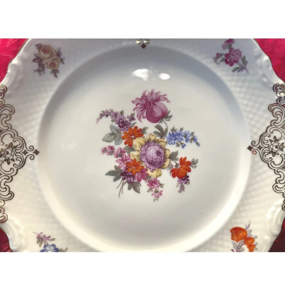 Vintage Schumann Bavaria 1886 Wild Rose Garden Dessert Plate 8